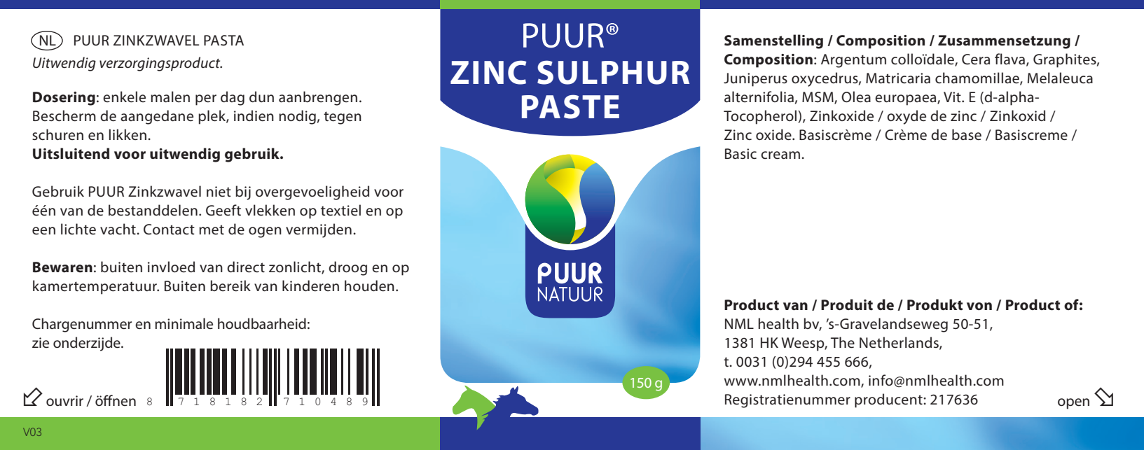 PUUR Zinc Sulphur paste / Zinkzwavel 150 g - Afbeelding 2