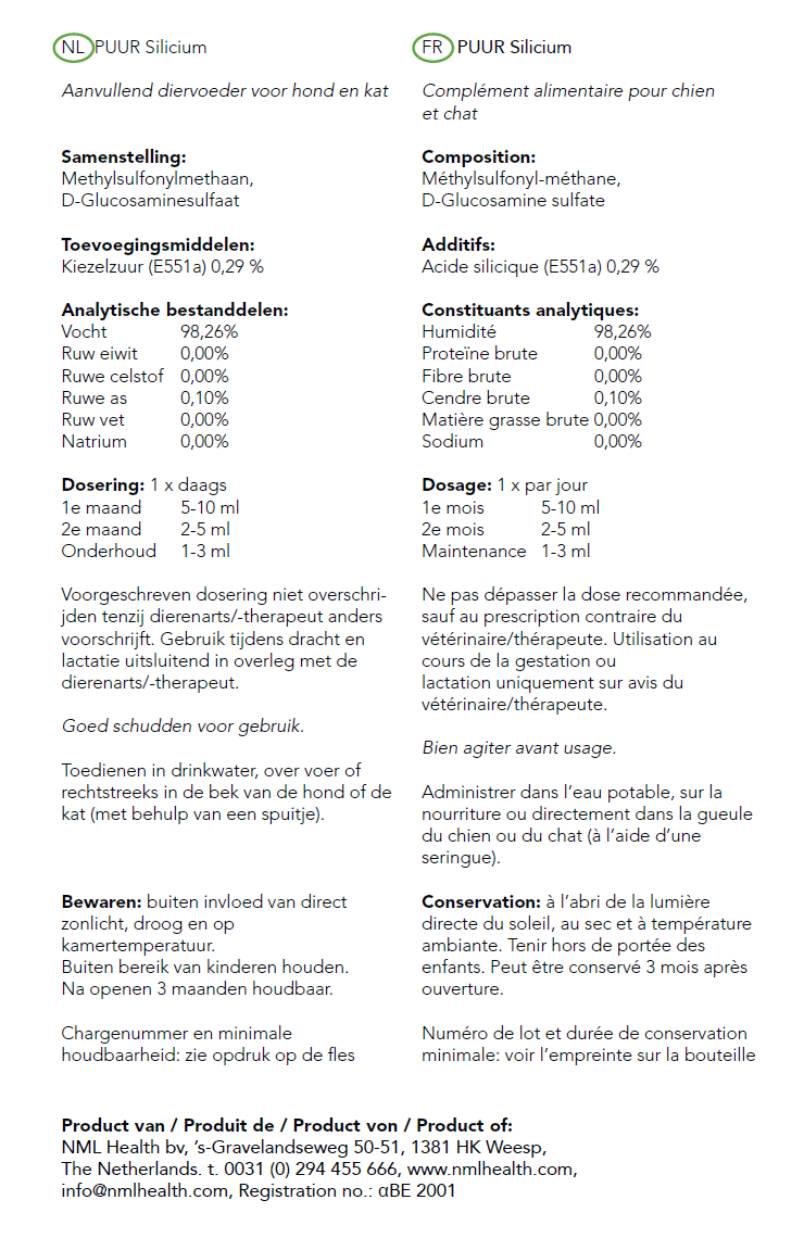 PUUR Silicium | Paard / Hond / Kat | 500ml- 1liter - Afbeelding 2