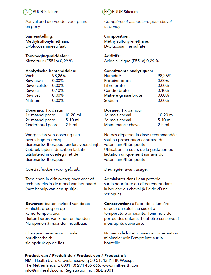 PUUR Silicium | Paard / Hond / Kat | 500ml- 1liter - Afbeelding 3