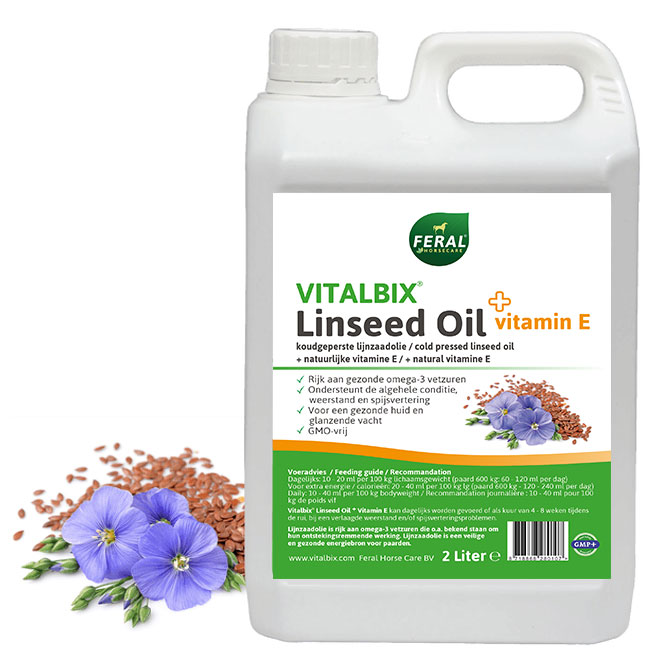 Koel wasmiddel Bevestiging Vitalbix Lijnzaad Olie + Vitamine E 2 Liter - Paard en Voeding